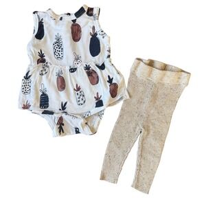 Spearmint Love Bamboo Baby Girl Top 0-3m Plus Grown Ribbed Leggings Neutral Boho